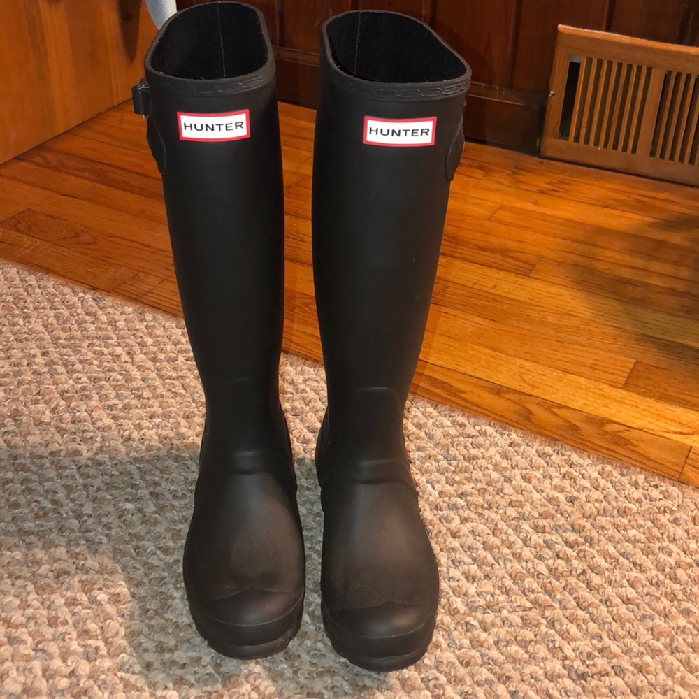 Tall Black Matte Hunter Boots